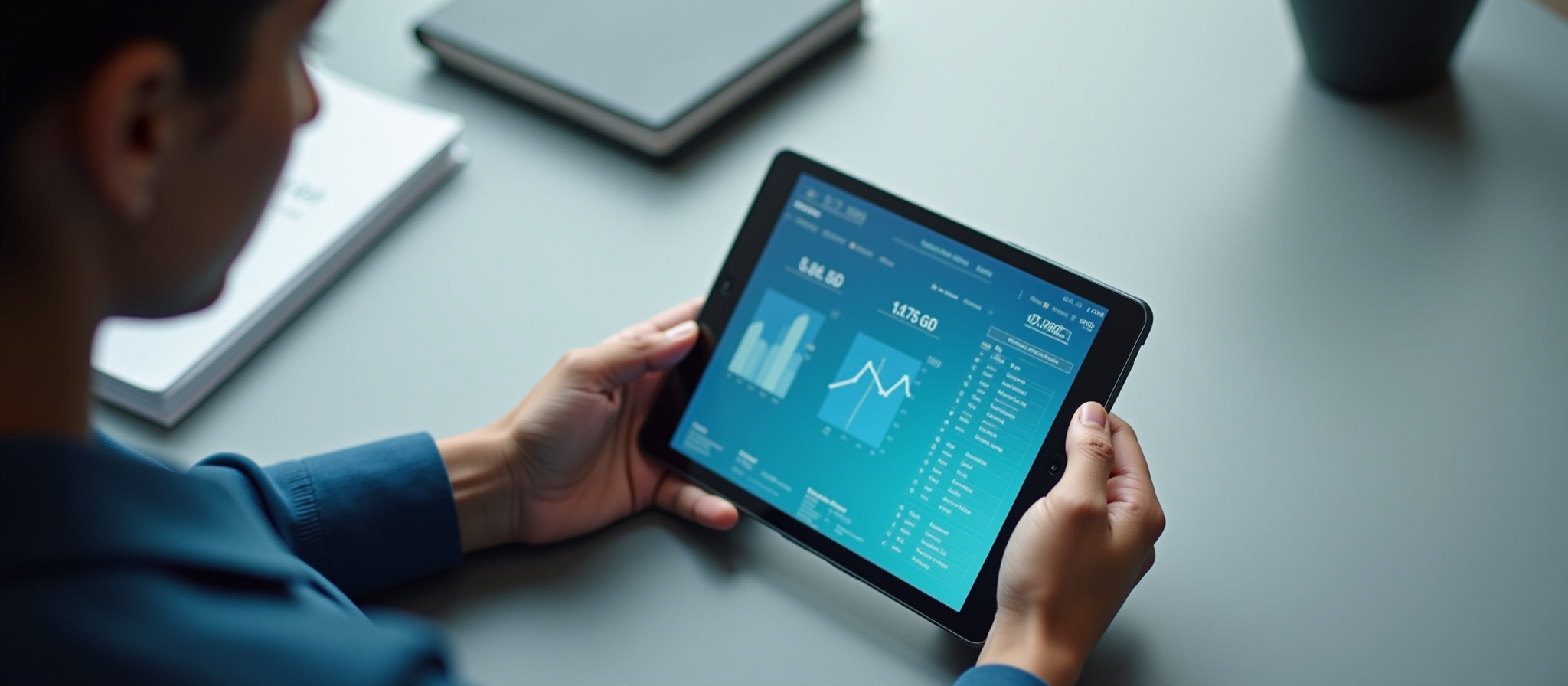 Dashboard på tablet med forretningsdata